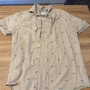Denim & Flower Light Tan Palm Print Shirt